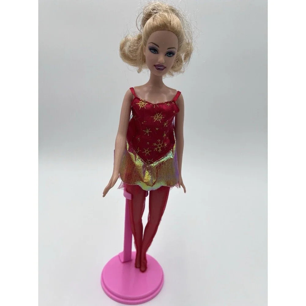 Barbie Ballerina Christmas Doll Red Dress Mattel 2007 Made In Indonesia